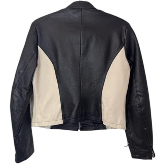 Colori black/white biker leather jacket size M - Picture 5 of 7